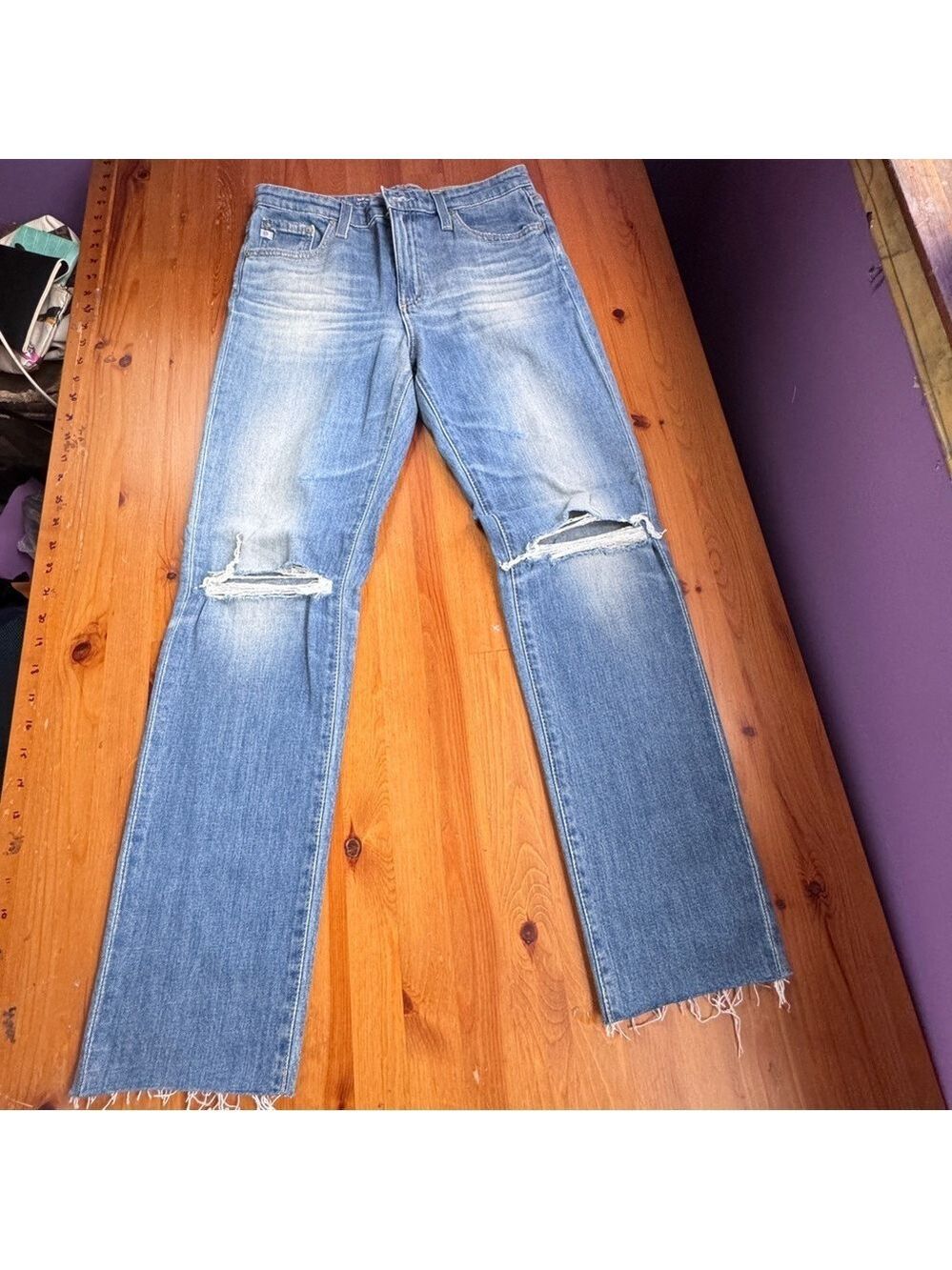 AG Adriano Goldschmied the Isabelle high rise straight cropped jeans size 27r - Picture 3 of 14